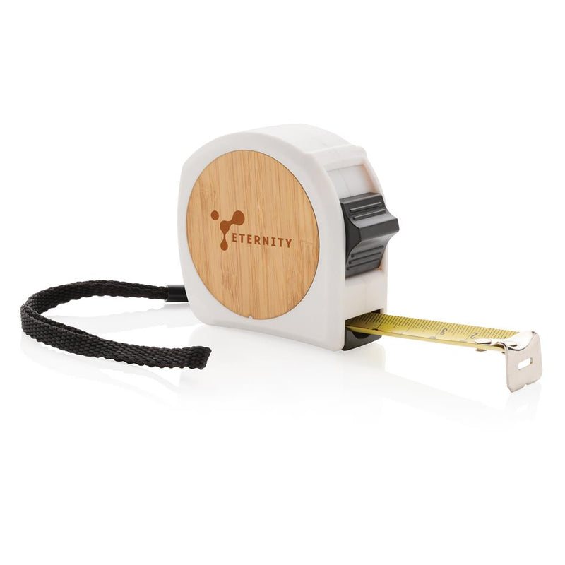 Promotivni metar od bambusa 5m/19 bijele boje za tisak logotipa | Poslovni pokloni | Promo pokloni