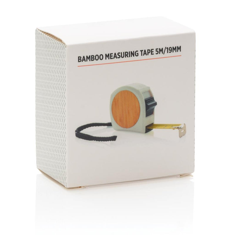 Reklamni metar od bambusa 5m/19 bijele boje u poklon kutiji | Poslovni pokloni | Promo pokloni