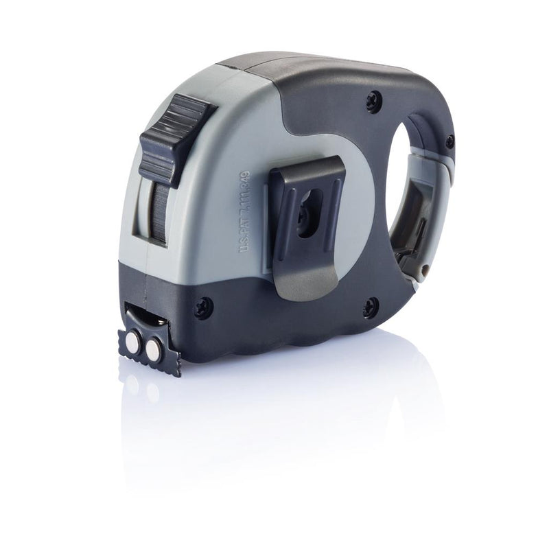 Promotivni metar sa karabinerom 5m/19mm sive boje za tisak logotipa | Poslovni pokloni | Promo pokloni