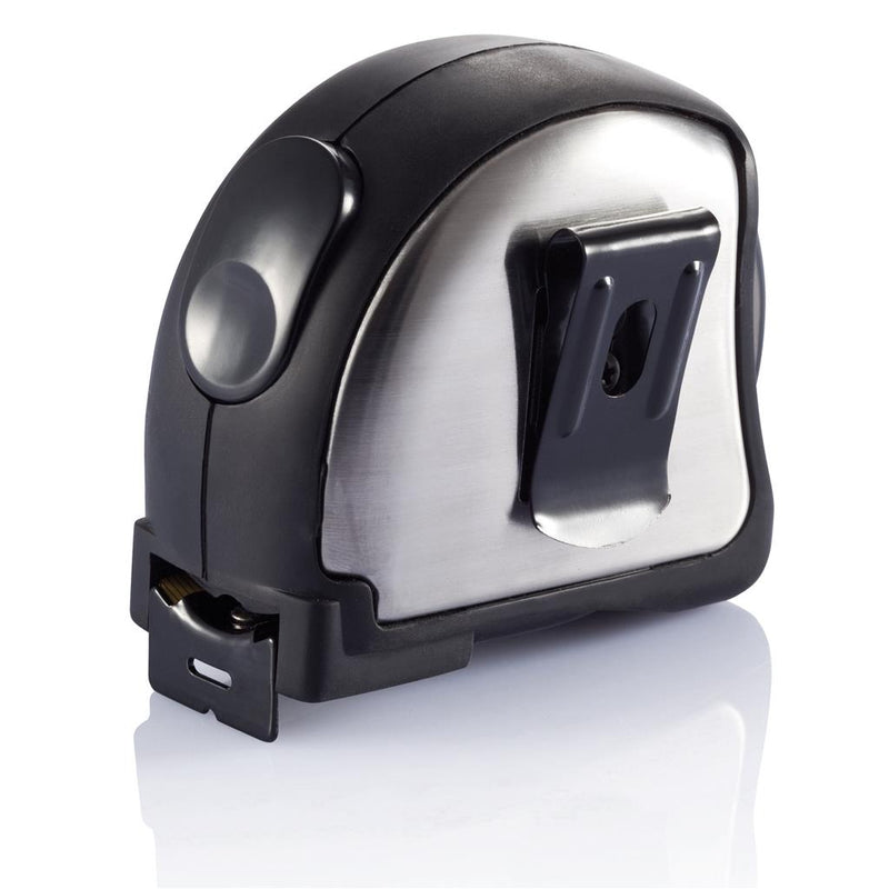 Promotivni metar od nehrđajućeg čelika 5m/25mm srebrne boje za tisak logotipa | Poslovni pokloni | Promo pokloni