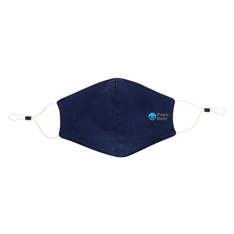 Promotivna dvoslojna pamučna maska za lice s podesivim vezicama, plave boje, s tiskom loga | Poslovni pokloni