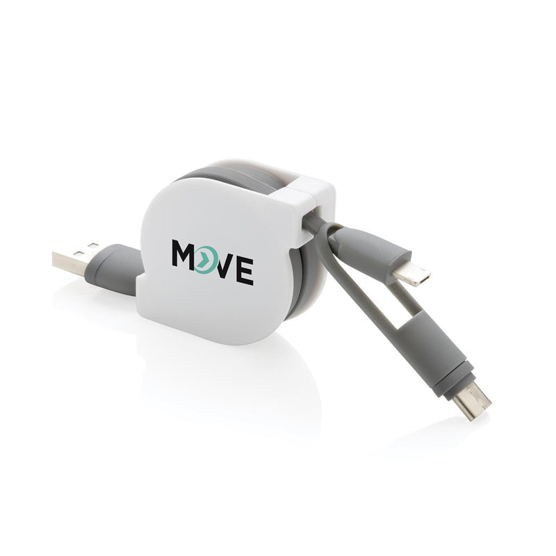 Promo 3-u-1 kabel na uvlačenje za punjenje mobilnih uređaja, s tiskom loga