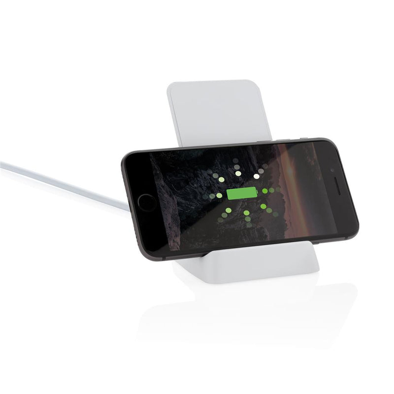 Promotivni stalak za mobitel s wireless brzim punjačem bijele boje | Poslovni pokloni | Promo pokloni | Promidžbeni pokloni