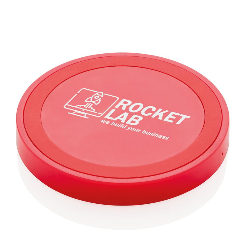 Promotivni okrugli 5W podložak za punjenje s tiskom logotipa, crvene boje | Poslovni pokloni | Promo pokloni