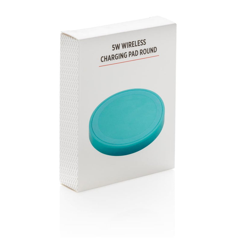 Promotivni okrugli 5W podložak za punjenje u poklon pakiranju, plave boje | Poslovni pokloni | Promo pokloni