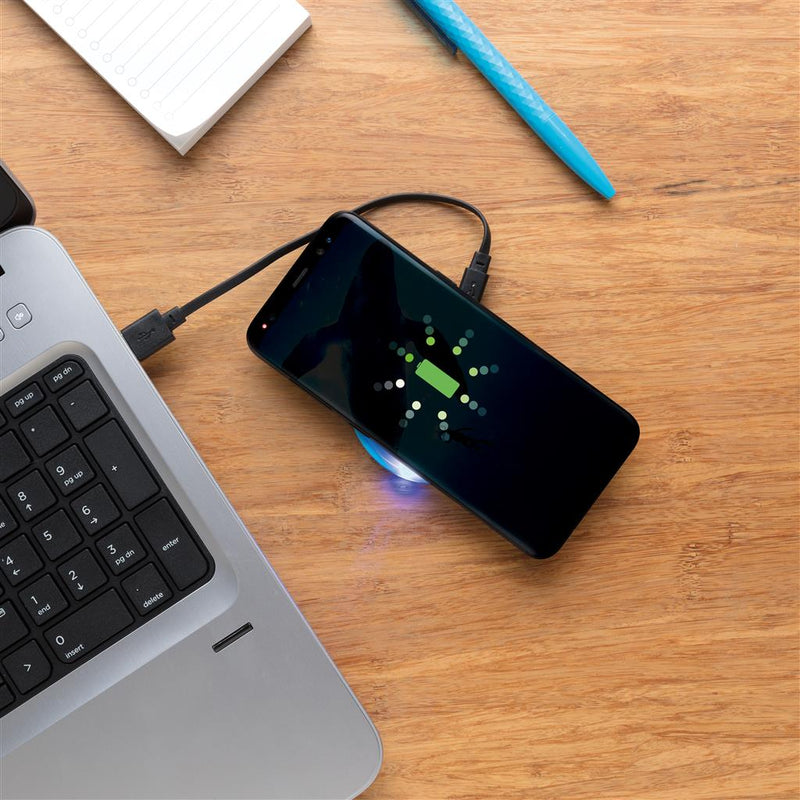 Promidžbeni okrugli 5W podložak za punjenje za tisak logotipa, plave boje | Poslovni pokloni | Promo pokloni