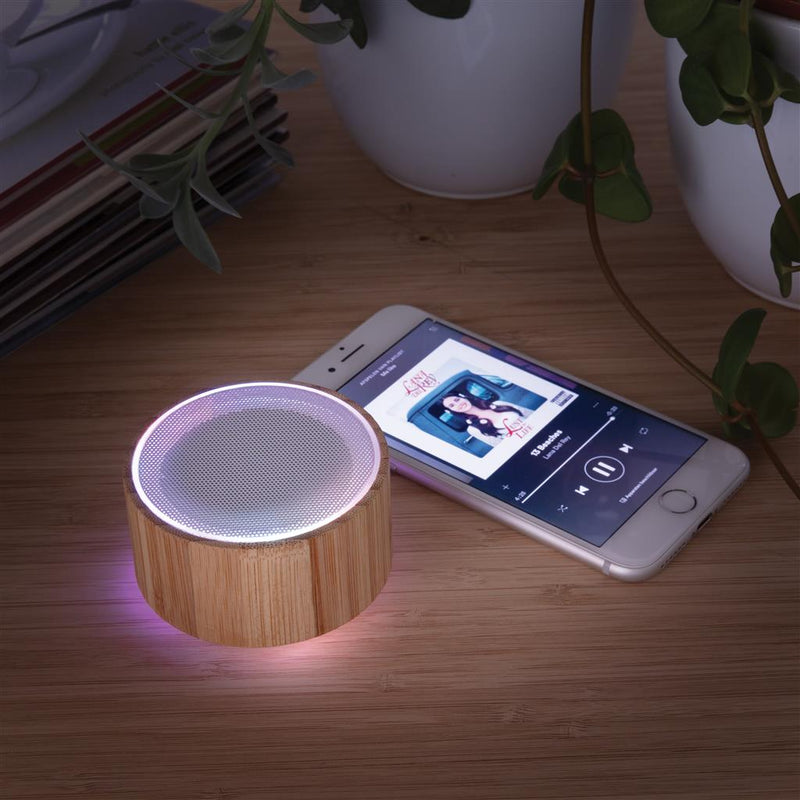 Promotivni bežični zvučnik od bambusa s ambijentalnim svjetlom | Poslovni pokloni i promotivni proizvodi za tisak loga