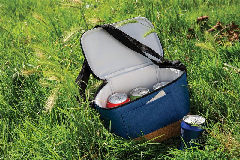 Promotivna rashladna termo torba s detaljem od pluta, plave boje | Poslovni pokloni i promotivni proizvodi za tisak loga