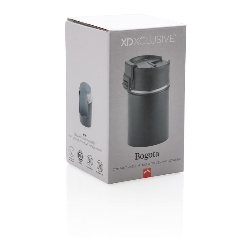 Promotivna kompaktna vakuumska šalica s keramičkim premazom, 220ml, crne boje, u poklon pakiranju | Poslovni pokloni