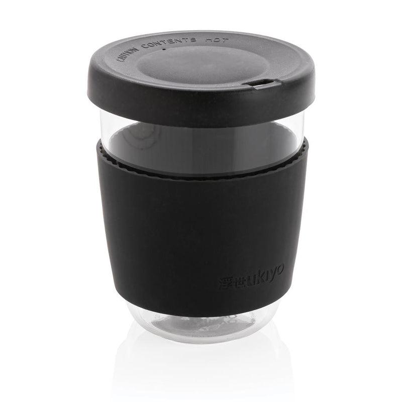 Čaša od borosilikatnog stakla sa silikonskom navlakom i poklopcem