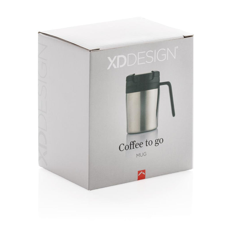 Promotivna Coffe to go šalica sa drškom srebrna u poklon kutiji | Poslovni pokloni | Promo pokloni