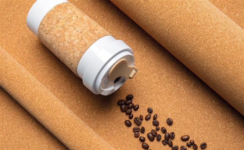 Reklamna eko šalica od PLA materijala sa navlakom od pluta, 400ml, za tisak loga | Poslovni pokloni