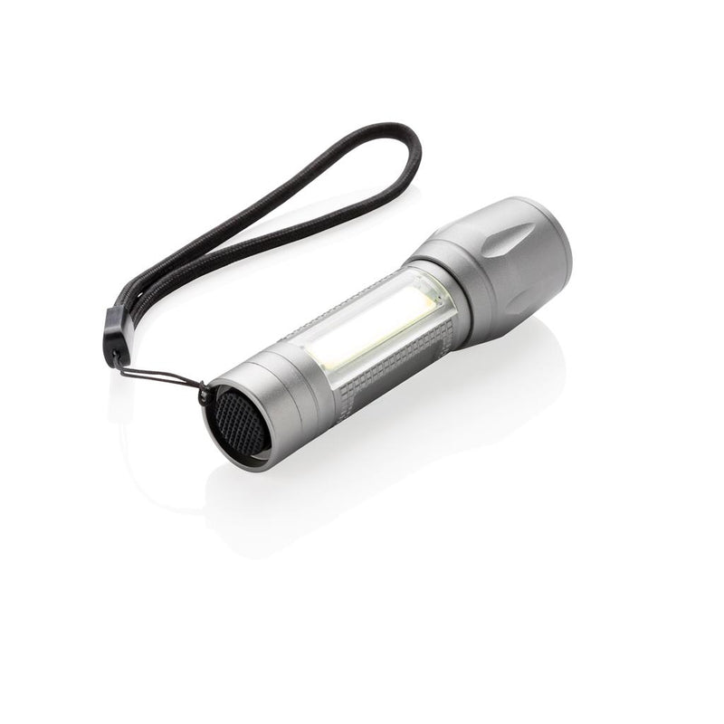 Promidžbena 3W LED i COB svjetiljka sive boje | Poslovni pokloni | Promo pokloni