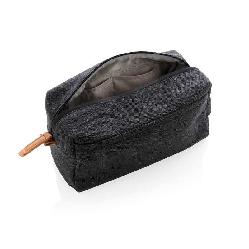 Promotivna platnena luksuzna kozmetička torbica bez PVC-a, crne boje | Poslovni pokloni i reklamni materijali s tiskom loga