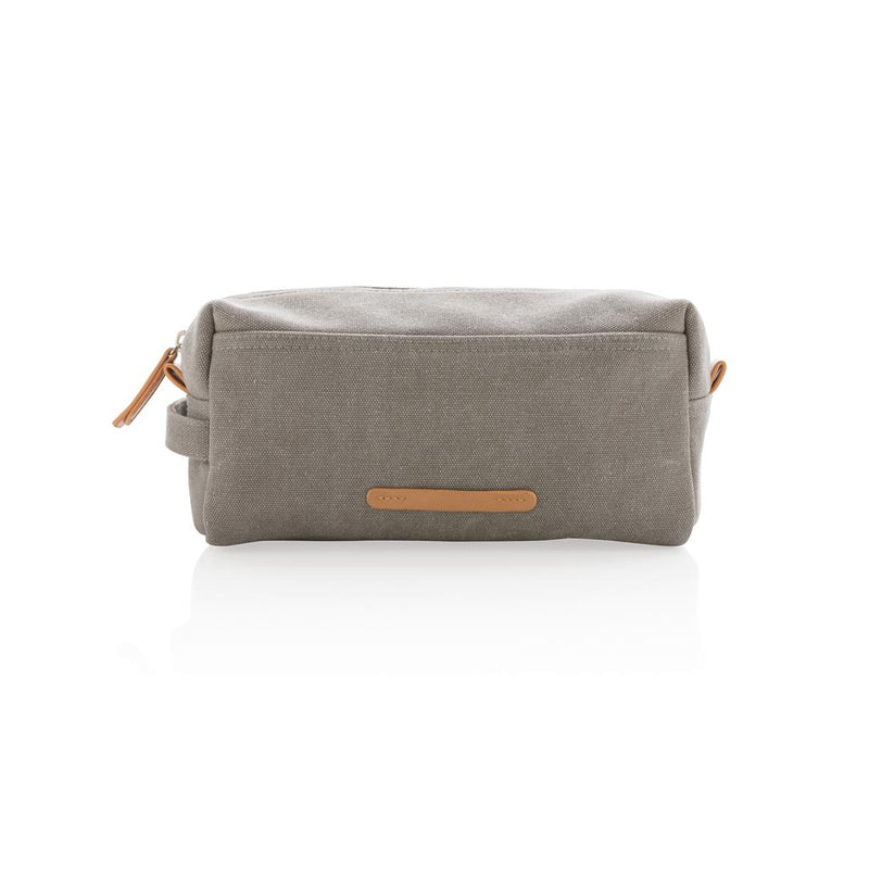 Promidžbena platnena luksuzna kozmetička torbica bez PVC-a, sive boje | Poslovni pokloni