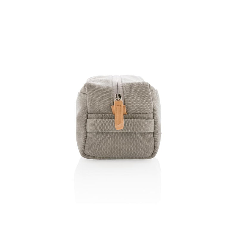 Promotivna platnena luksuzna kozmetička torbica bez PVC-a, sive boje | Poslovni pokloni i reklamni artikli s tiskom loga