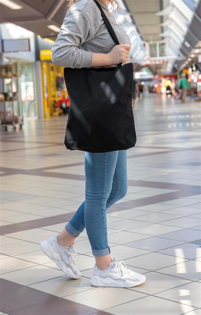 Promidžbena kupovna vrećica od recikliranog pamuka crne boje | Poslovni pokloni | Promo pokloni