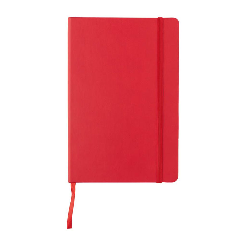 Promotivni notes A5 s tvrdim uvezom PU Deluxe, crvene boje, za tisak loga | Poslovni pokloni