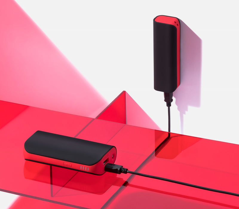 Promo prijenosna baterija / powerbank DUO, 2600mAh, crvene boje, za tisak loga | Poslovni pokloni