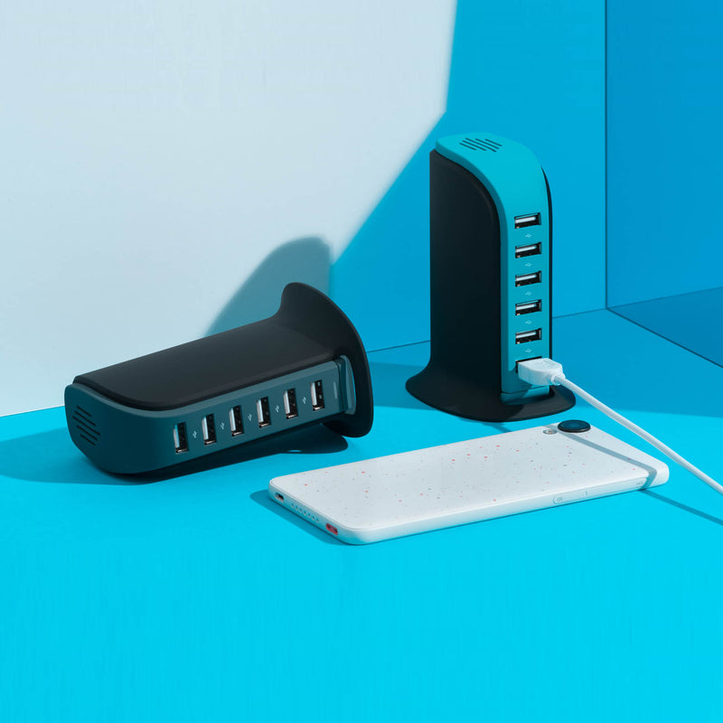 Promotivna stolna stanica za punjenje s 5 USB ulaza, za tisak loga | Poslovni pokloni